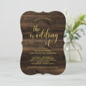 Invitation Glam rustique | Mariage d'apparence en bois et en  (Debout devant)