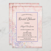 Invitation Glam Shabby Chic rose blanc pourpre éclaboussures (Devant / Derrière)