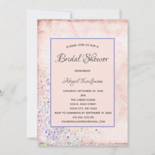 Invitation Glam Shabby Chic rose blanc pourpre éclaboussures