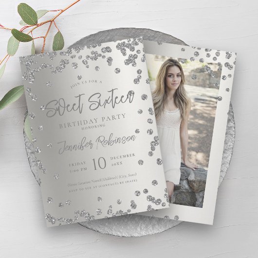 Invitation Glam Silver Chic Parties scintillant Photo Sweet 1