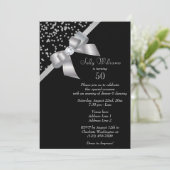 Invitation Glam Silver Confetti & Jewel Bow 50e anniversaire (Debout devant)
