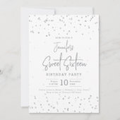 Invitation Glam Silver Faux Foil Dots Sweet 16 Party (Devant)