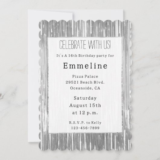 Invitation Glam Silver Glitzy Sparkhe Stripes (Devant)
