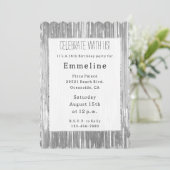 Invitation Glam Silver Glitzy Sparkhe Stripes (Debout devant)