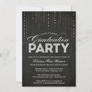 Invitation Glam Silver Parties scintillant Bling Party
