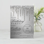 Invitation Glam Silver Parties scintillant métallique Drivers (Debout devant)