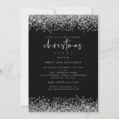 Invitation Glam Silver Parties scintillant Noël Noir (Devant)