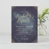 Invitation Glam soirée de graduation en calligraphie or (Debout devant)