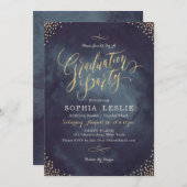 Invitation Glam soirée de graduation en calligraphie or (Devant / Derrière)