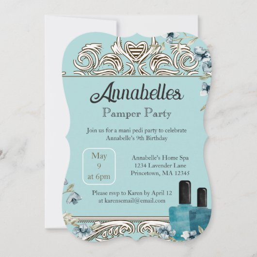 Invitation Glam Spa Day Manucure Pamper Party (Devant)