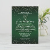 Invitation Glam Sparkle Gold Green Princess Robe Quinceanera (Debout devant)