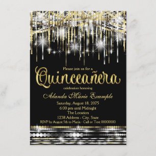 Invitation Glam Sparkle, Parties scintillant de Quincennera n