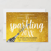 Invitation Glam Sparkling Champagne Gold New Year Party Invi (Devant)
