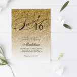Invitation Glam Sweet Parties scintillant or 16<br><div class="desc">Cette belle invitation comporte une parties scintillant en faux or et votre texte personnalisé. Utilisez le formulaire modèle pour ajouter vos informations. Modifiez la police ou ajoutez du texte à l'aide de la fonction Personnaliser It.</div>