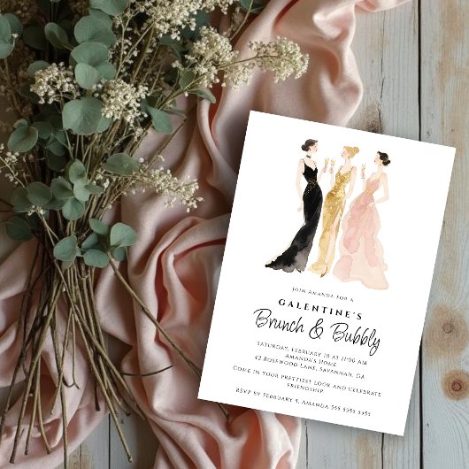 Invitation Glam Three Elegant Women Galentine's Day Party