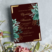 Invitation Glam tropical bordeaux or parties scintillant mari