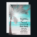 Invitation Glam tropical rose Aqua Blue Beach Palm Sweet 16<br><div class="desc">Personnaliser pour tout événement.</div>