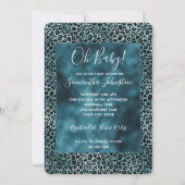 Invitation Glam Turquoise Turquoise Blue Empreinte de léopard (Devant)