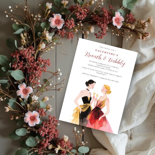 Invitation Glam Two Elegant Women Galentines Day Party