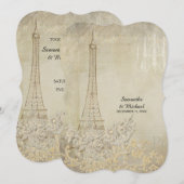 Invitation Glam Vintage Paris Mariage élégant parisien (Devant / Derrière)