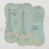 Invitation Glam Vintage Paris Mariage élégant parisien (Devant / Derrière)