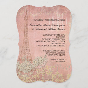 Invitation Glam Vintage Paris Parisian Style Mariage