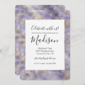 Invitation Glam violet Abstrait or (Devant / Derrière)