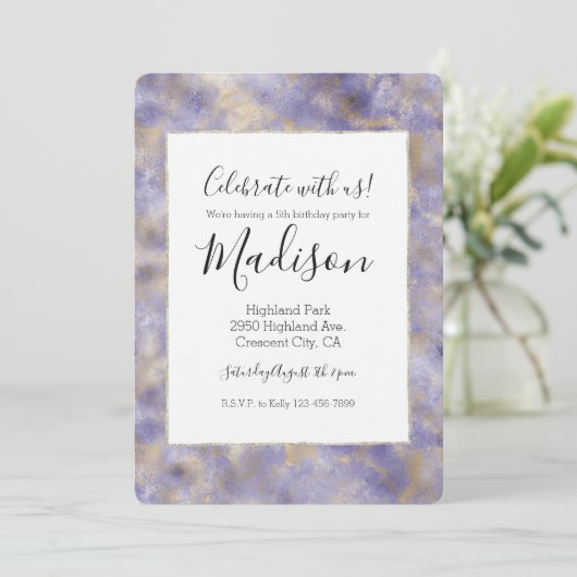 Invitation Glam violet Abstrait or (Debout devant)