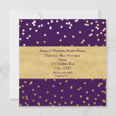 Invitation Glam violet & Dots Confetti brillants or moderne c (Dos)