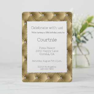 Invitation Glam Warm Gold Faux Velvet Anniversaire