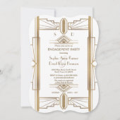 Invitation Glam White 1920 Great Gatsby Engagement Party (Devant)