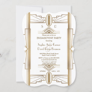 Invitation Glam White 1920 Great Gatsby Engagement Party
