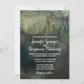 Invitation Glam White Fairy Lights green BOKEH Mariage (Devant)