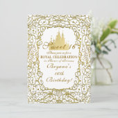 Invitation Glam White & Gold Royal Castle Princess Sweet 16 (Debout devant)