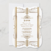 Invitation Glam WhiteAnnées 20 Great Gatsby Réception des ann (Devant)