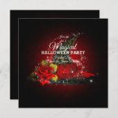 Invitation Glam Witch Casquette Lacy Black & Red Sparkle Part (Devant / Derrière)