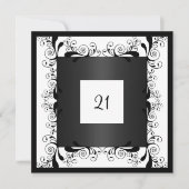 Invitation Glamor Blanc noir Floral (Devant)
