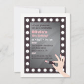 Invitation Glamor Chic Lights Makeup Girls Birthday Party (Devant)
