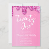 Invitation Glamor Girly Parties scintillant rose 21e fête d'a (Devant)