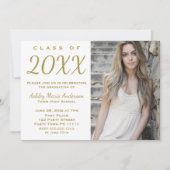 Invitation Glamor Gold Graduation Party avec photo (Devant)