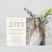 Invitation Glamor Gold Graduation Party avec photo (Debout devant)