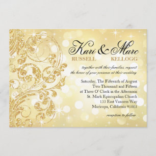 Invitation Glamor Parties scintillant Luxe Bokeh Mariage  cha