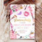 Invitation Glamor Party Glitz Glam Spa de maquillage fille An