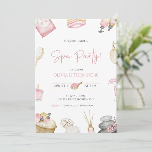 Invitation Glamor Party Glitz Glam Spa de maquillage fille An (Debout devant)