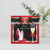 Invitation Glamor Red Parties scintillant talons Silver Champ (Debout devant)