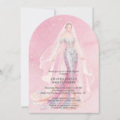 Invitation Glamorous Pink Glitter Mermaid Style Bride Dressed (Devant)