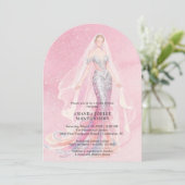 Invitation Glamorous Pink Glitter Mermaid Style Bride Dressed (Debout devant)