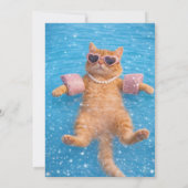 Invitation    Glamorous Poolside Cat Floating In Style        (Dos)