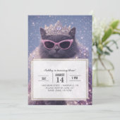 Invitation Glamorous Queen Cat Sparkling Fantasy Portrait (Debout devant)