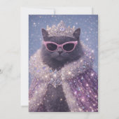 Invitation Glamorous Queen Cat Sparkling Fantasy Portrait (Dos)